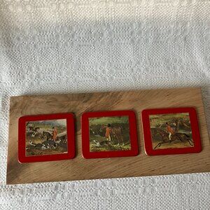 Vintage Pimpernel Coasters Set of 3 English Fox Hunting Cork Backs